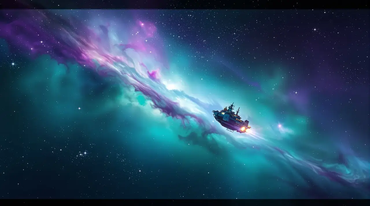 星云深处的拾荒船 - 星河拾荒者壁纸